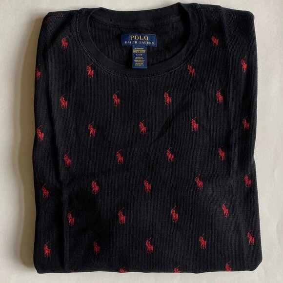 Polo Ralph Lauren Allover Pony Thermal Waffle Knit Long Sleeve